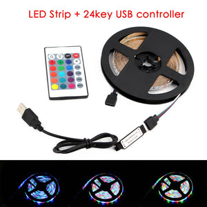 1M 2M 3M 4M 5M DC 5V RGB LED Strip 2835 USB 5 V For TV Backlight 2835 Lighting Lamp Tape Diode Ribbon 24Key USB Controller