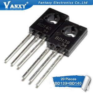 20PCS BD139 BD140 ( 10PCS BD139 + 10PCS BD140 ) TO126 TO-126 new voltage regulator IC