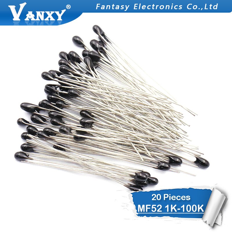 20pcs MF52AT MF52 B 3950 NTC Thermistor Thermal Resistor 5% 1K 2K 3K 4.7K 5K 10K 20K 47K 50K 100K