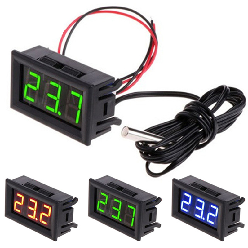 0.56 Temperature Sensor Module Meter Detector With Sensors Probe DC 5-12V 0.56 inch Thermometer LED Digital Tester Panel Gauge