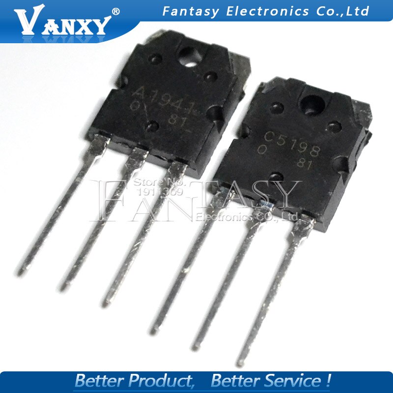 10PCS 5pairs 2SC5198 2SA1941 TO3P (5PCS A1941 + 5PCS C5198)  TO-3P Transistor original authentic