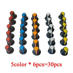 30PCS/lot WH148 potentiometer knob cap(copper core)  15X17mm 6mm Shaft Hole  AG2 Yellow Orange Blue White Red 5value*6PCS=30PCS