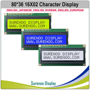 English / Japanese / Russian / European 1602 162 16X2 Character LCD Module Display Screen LCM Build-in SPLC780D Controller